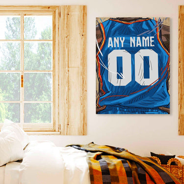 Oklahoma City Jersey Custom Canvas Print Wall Art for Boy Girl Men Women Basketball Personalized Canvas Art